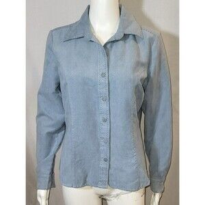 Lemon Grass Suede Like Button Down Blouse - Size Small